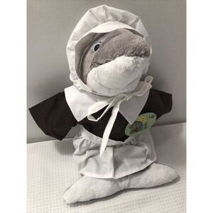 Adorable Rare Shark Plush w/Dress and Hat Stuffed Animals The Bear Mill 14”